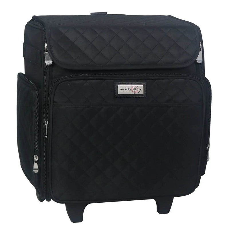 Everything Mary Rolling Scrapbook Tote â€“ Black Quilted Craft Bag with Wheels â€“ Storage Organizer for Scrapbooking, Papercraft, Art Supplies & Portable Craft Tools - Image 1